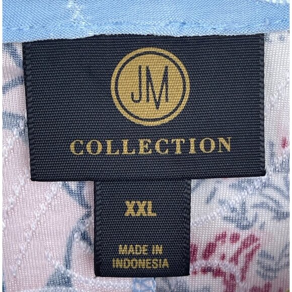 JM Collection Floral Patchwork Tunic Top With 3/4 Sleeves & Asymmetrical Hem XXL - Picture 5 of 7